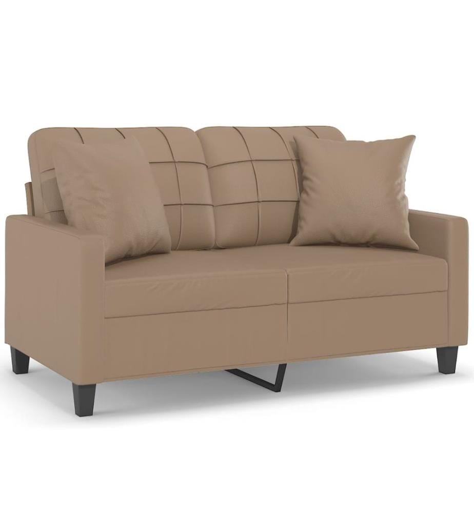 2-Sitzer-Sofa mit Zierkissen Cappuccino-Braun 120 cm Kunstleder