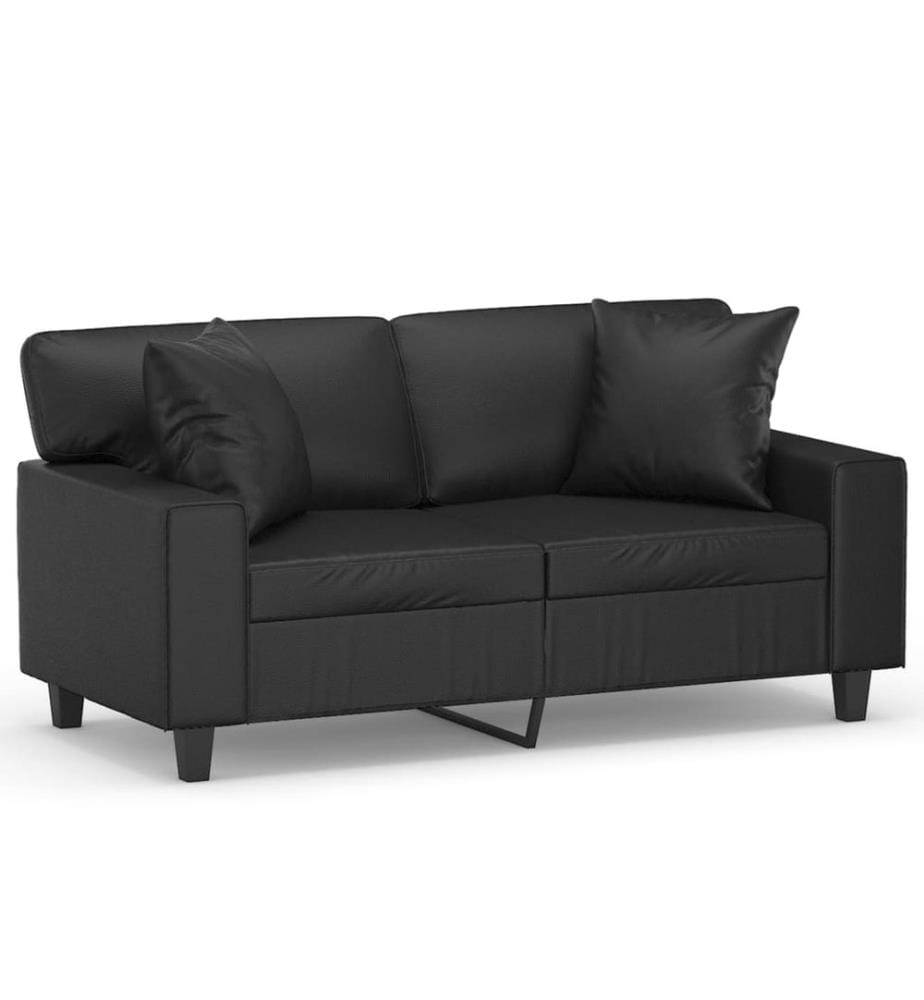 2-Sitzer-Sofa mit Zierkissen Schwarz 120 cm Kunstleder