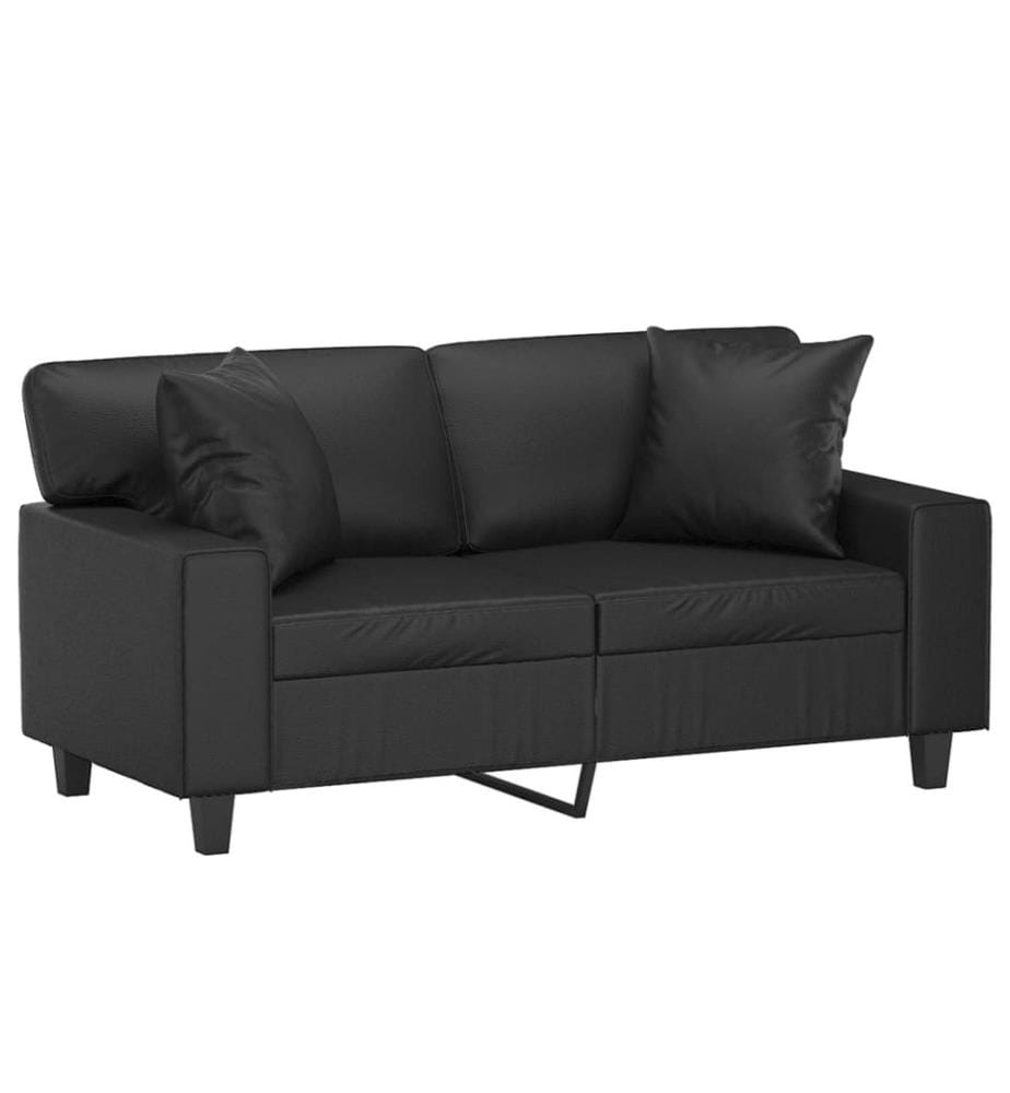 2-Sitzer-Sofa mit Zierkissen Schwarz 120 cm Kunstleder