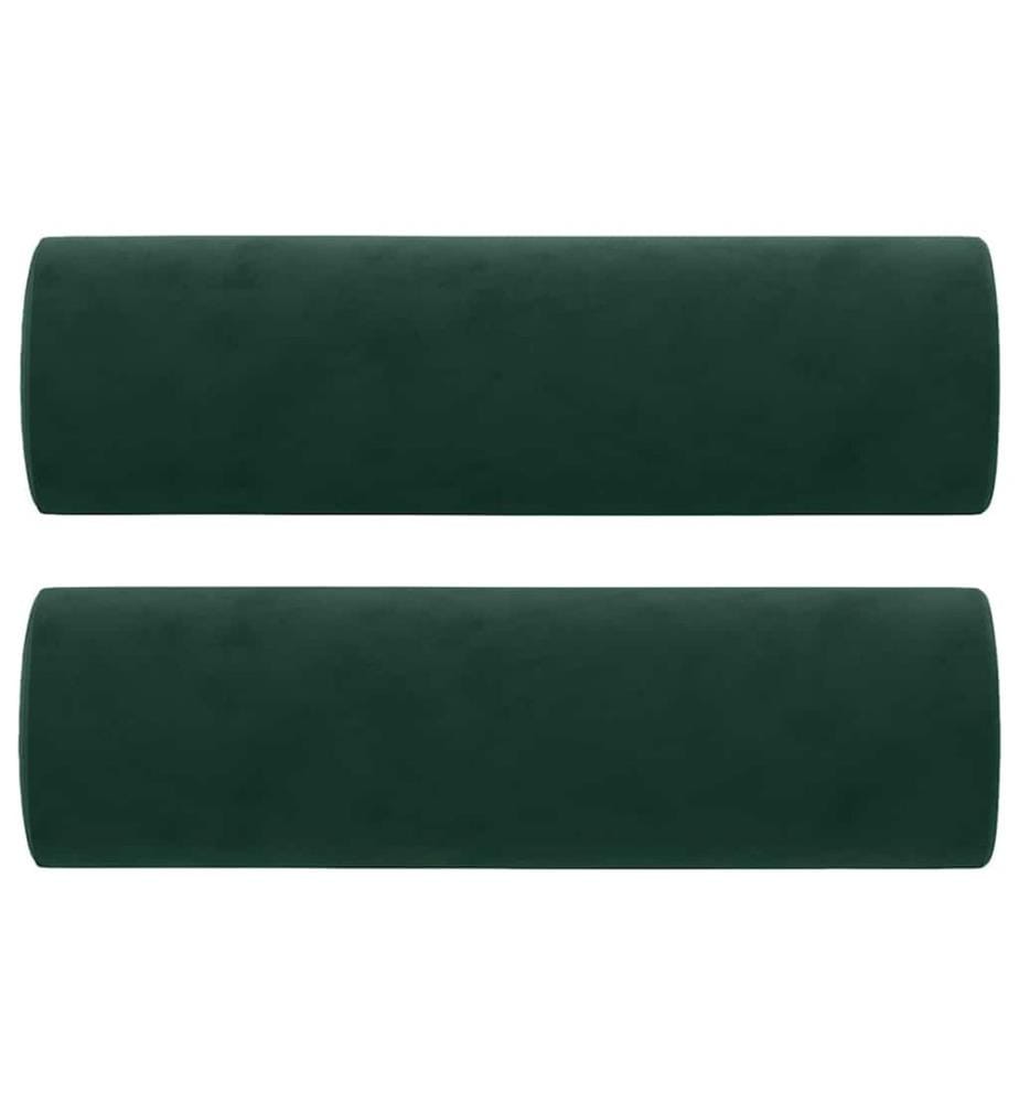 Canapé 3 places avec oreillers vert foncé 180 cm velours