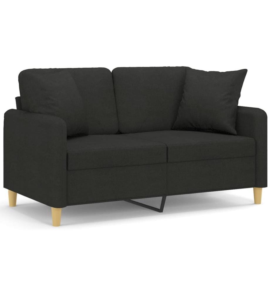 2-Sitzer-Sofa mit Zierkissen Schwarz 120 cm Stoff