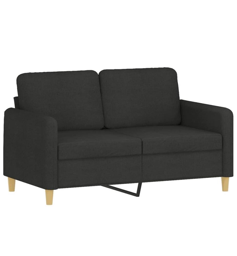 2-Sitzer-Sofa mit Zierkissen Schwarz 120 cm Stoff