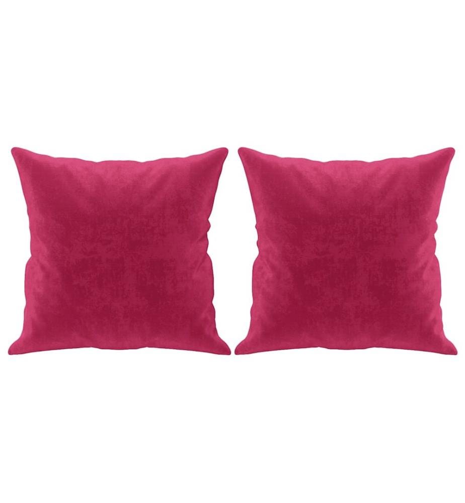 2-Sitzer-Sofa mit Zierkissen Weinrot 140 cm Samt