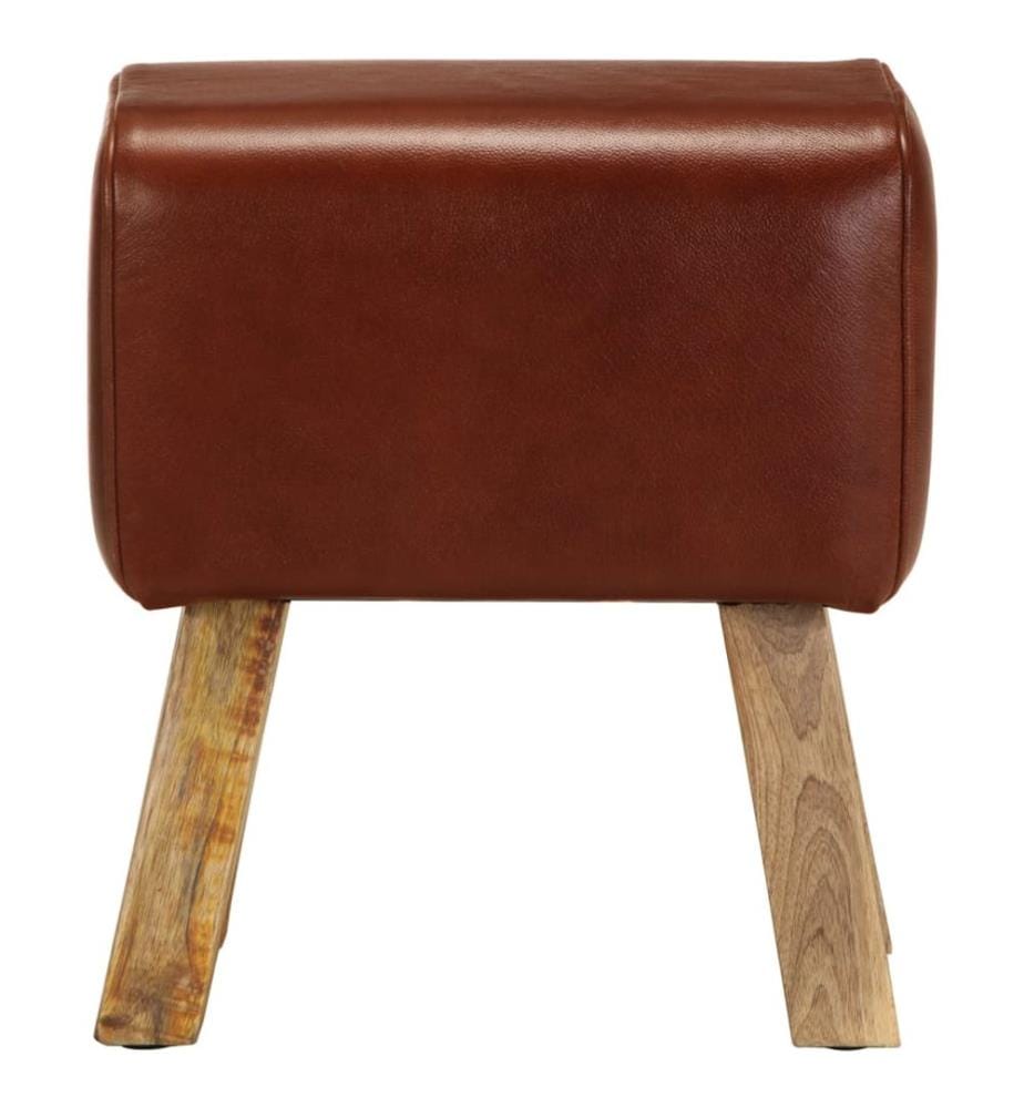 Banc saut de cheval 38 cm marron cuir véritable et manguier