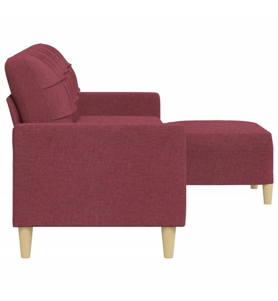 3-Sitzer-Sofa mit Hocker Weinrot 210 cm Stoff