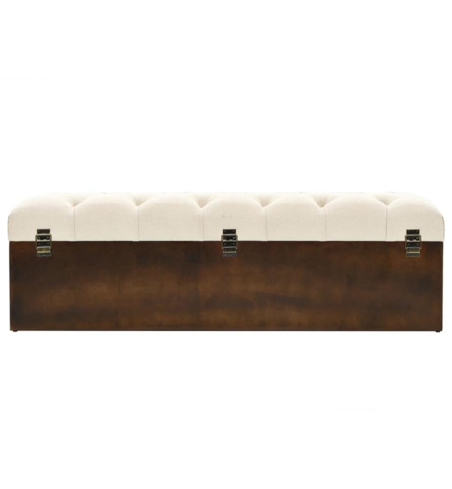 Banc de rangement 110 cm Crème Bois de sapin massif et tissu