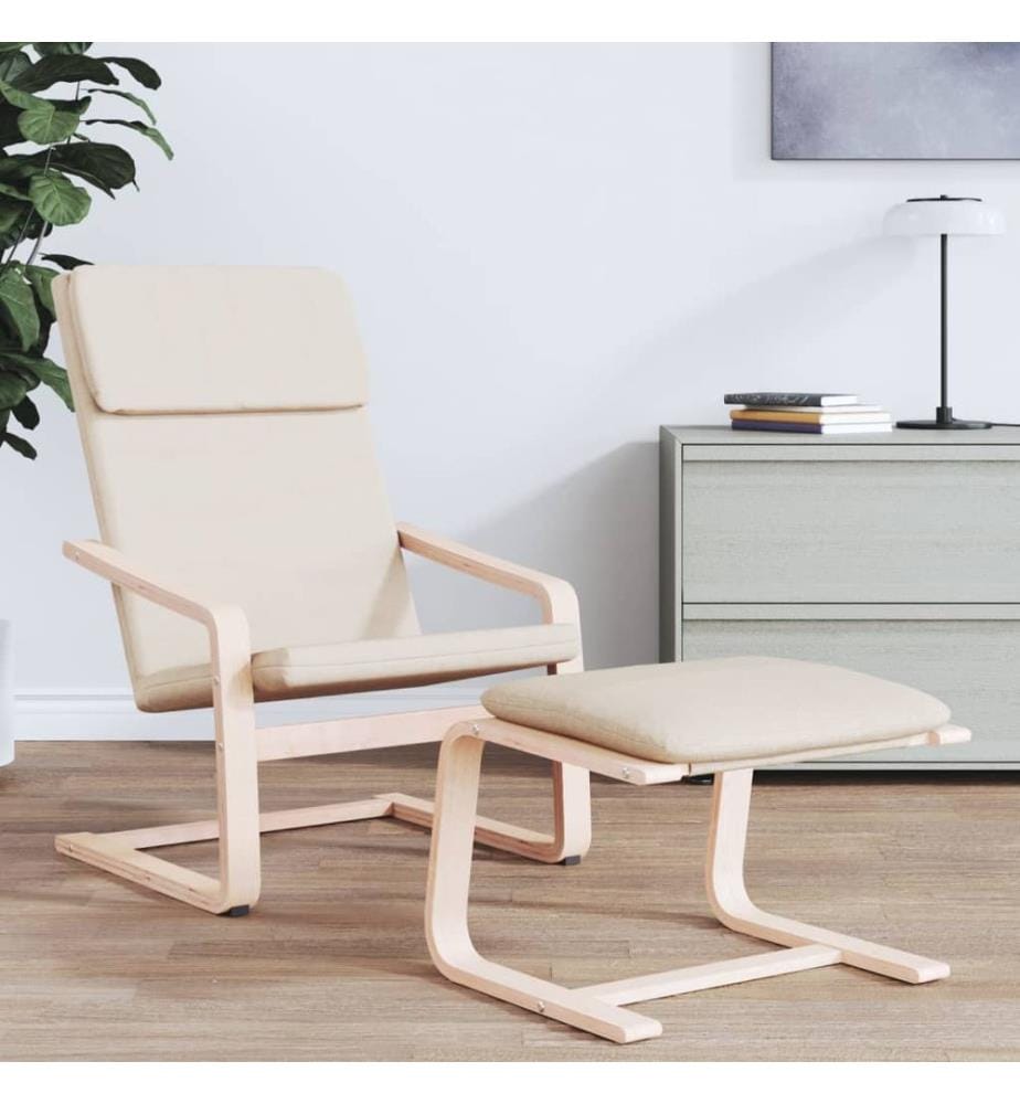 Fusshocker Creme 51x41x40 cm Stoff