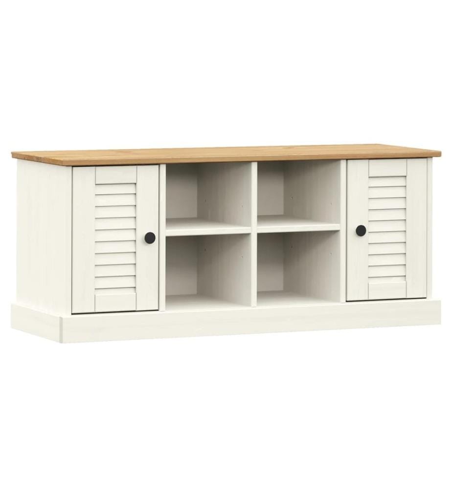 Banc à chaussures VIGO blanc 106x35x45 cm bois massif de pin
