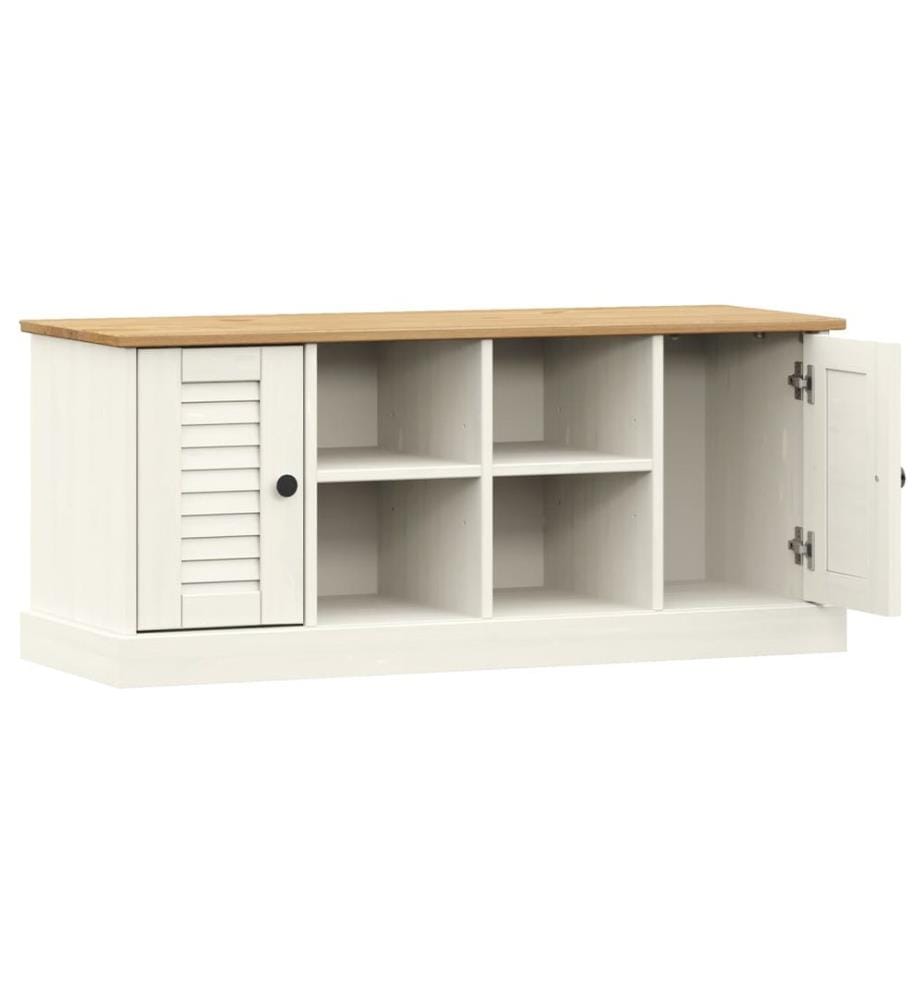 Banc à chaussures VIGO blanc 106x35x45 cm bois massif de pin