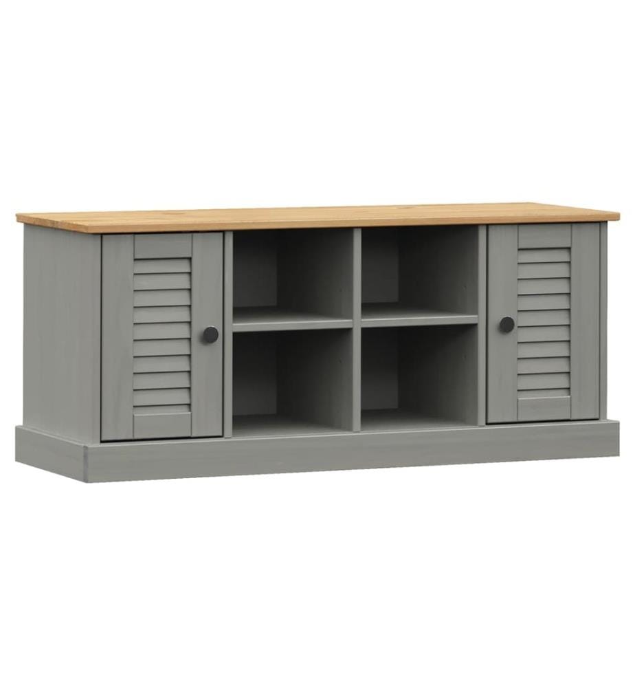 Banc à chaussures VIGO gris 106x35x45 cm bois massif de pin