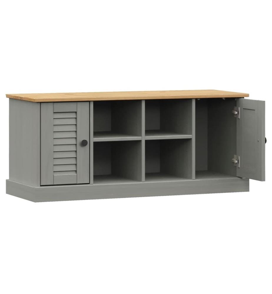 Banc à chaussures VIGO gris 106x35x45 cm bois massif de pin