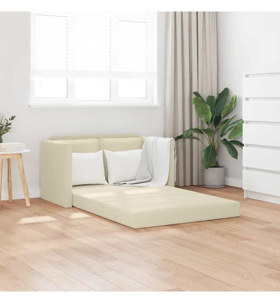 Bodensofa mit Schlaffunktion Creme 112x174x55 cm Kunstleder