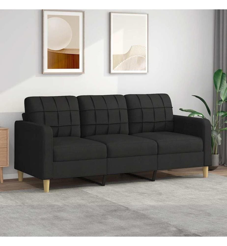 3-Sitzer-Sofa Schwarz 180 cm Stoff