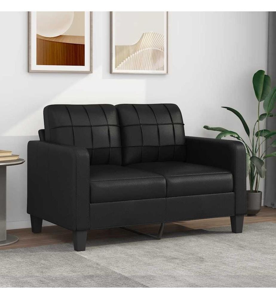 2-Sitzer-Sofa Schwarz 120 cm Kunstleder