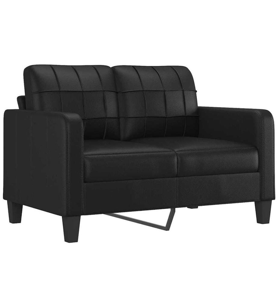 2-Sitzer-Sofa Schwarz 120 cm Kunstleder