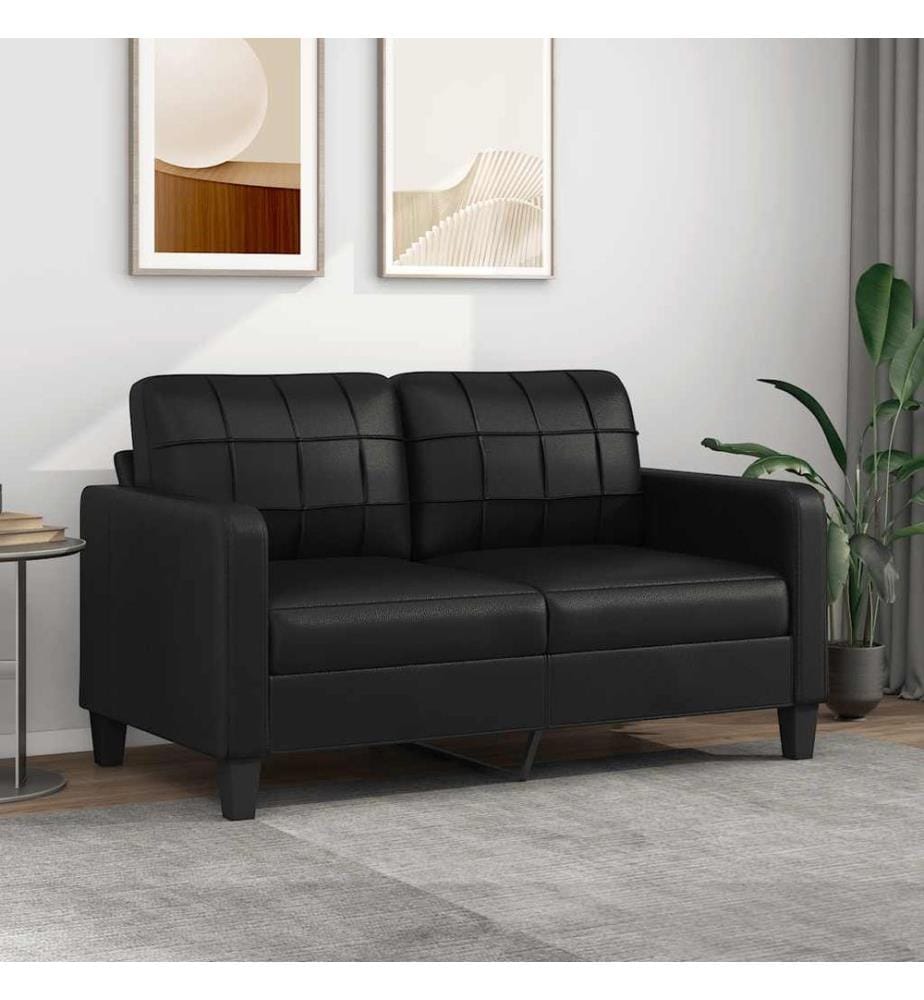 2-Sitzer-Sofa Schwarz 140 cm Kunstleder