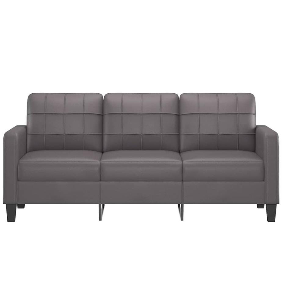 3-Sitzer-Sofa Grau 180 cm Kunstleder