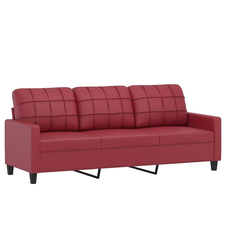 3-Sitzer-Sofa Weinrot 180 cm Kunstleder