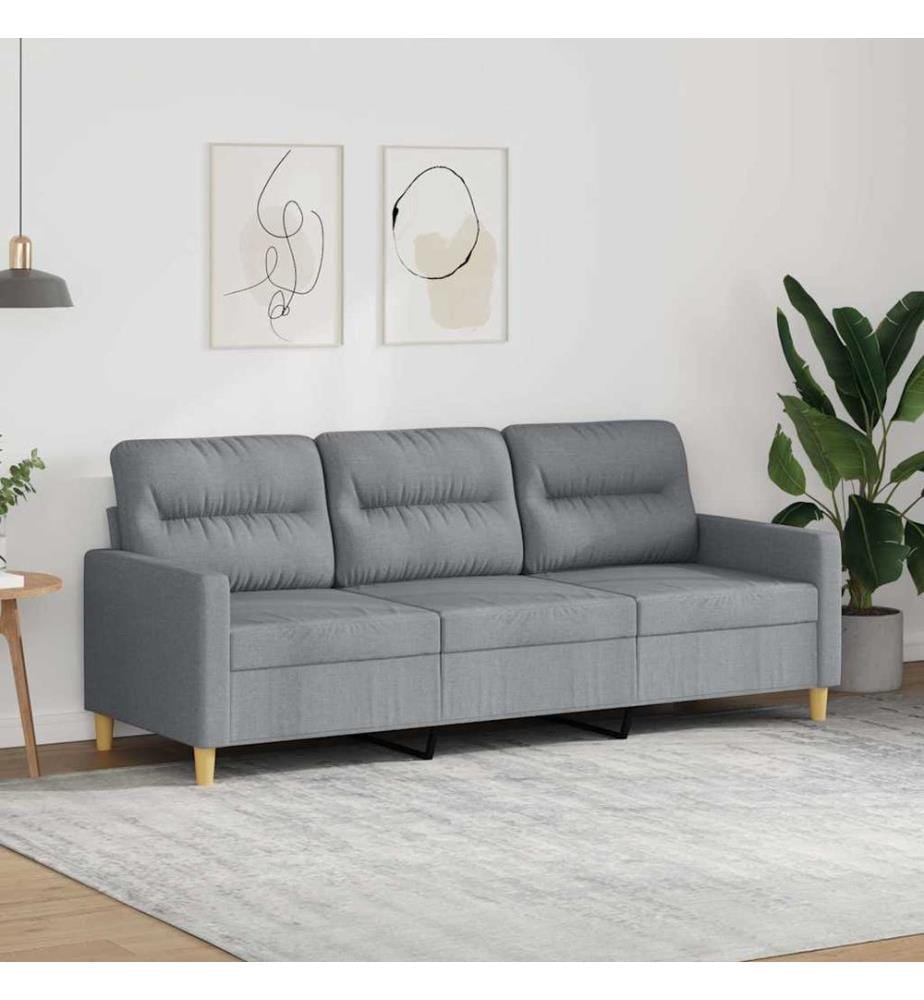 3-Sitzer-Sofa Hellgrau 180 cm Stoff