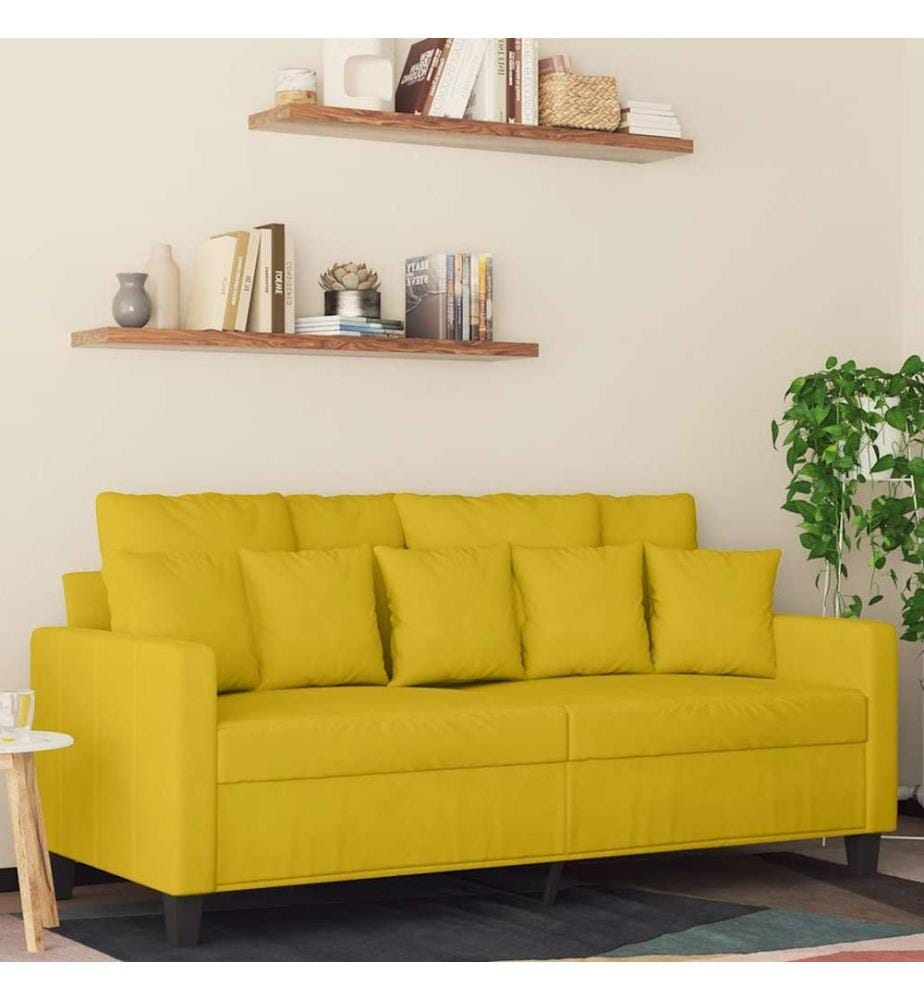Canapé à 2 places Jaune 140 cm Velours