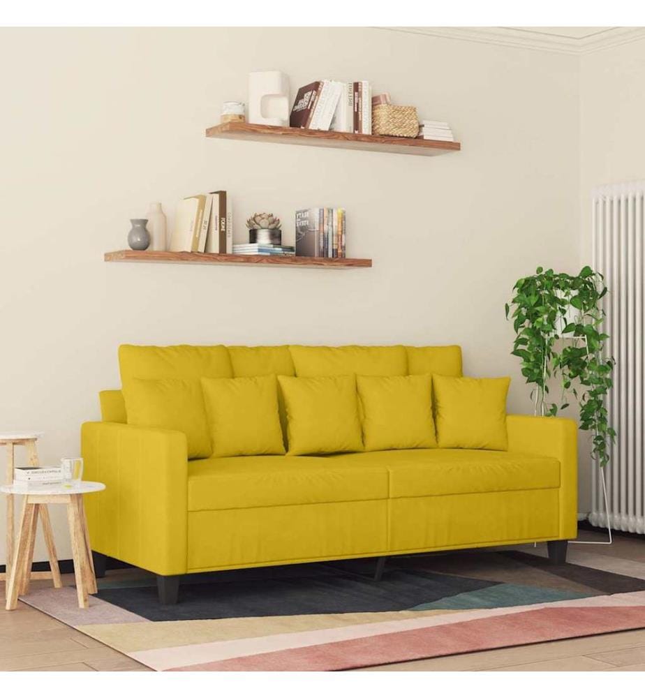 Canapé à 2 places Jaune 140 cm Velours