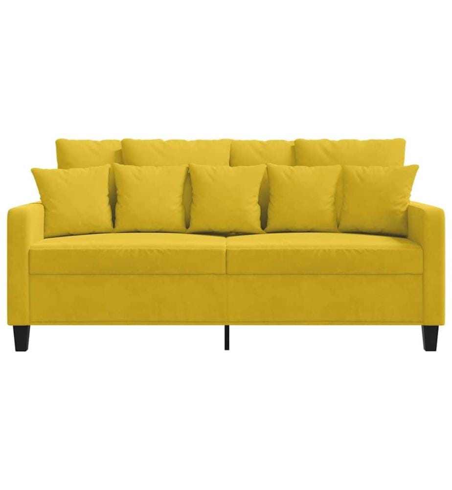 Canapé à 2 places Jaune 140 cm Velours