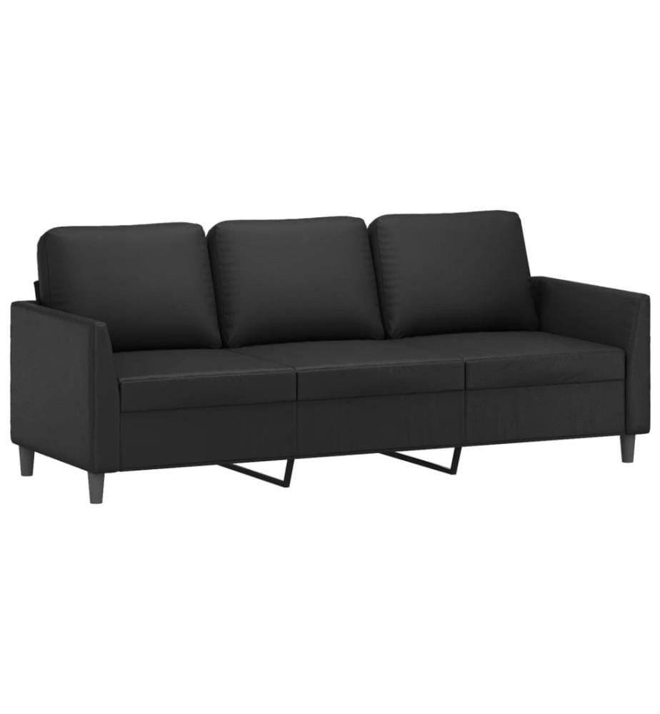 3-Sitzer-Sofa Schwarz 180 cm Kunstleder