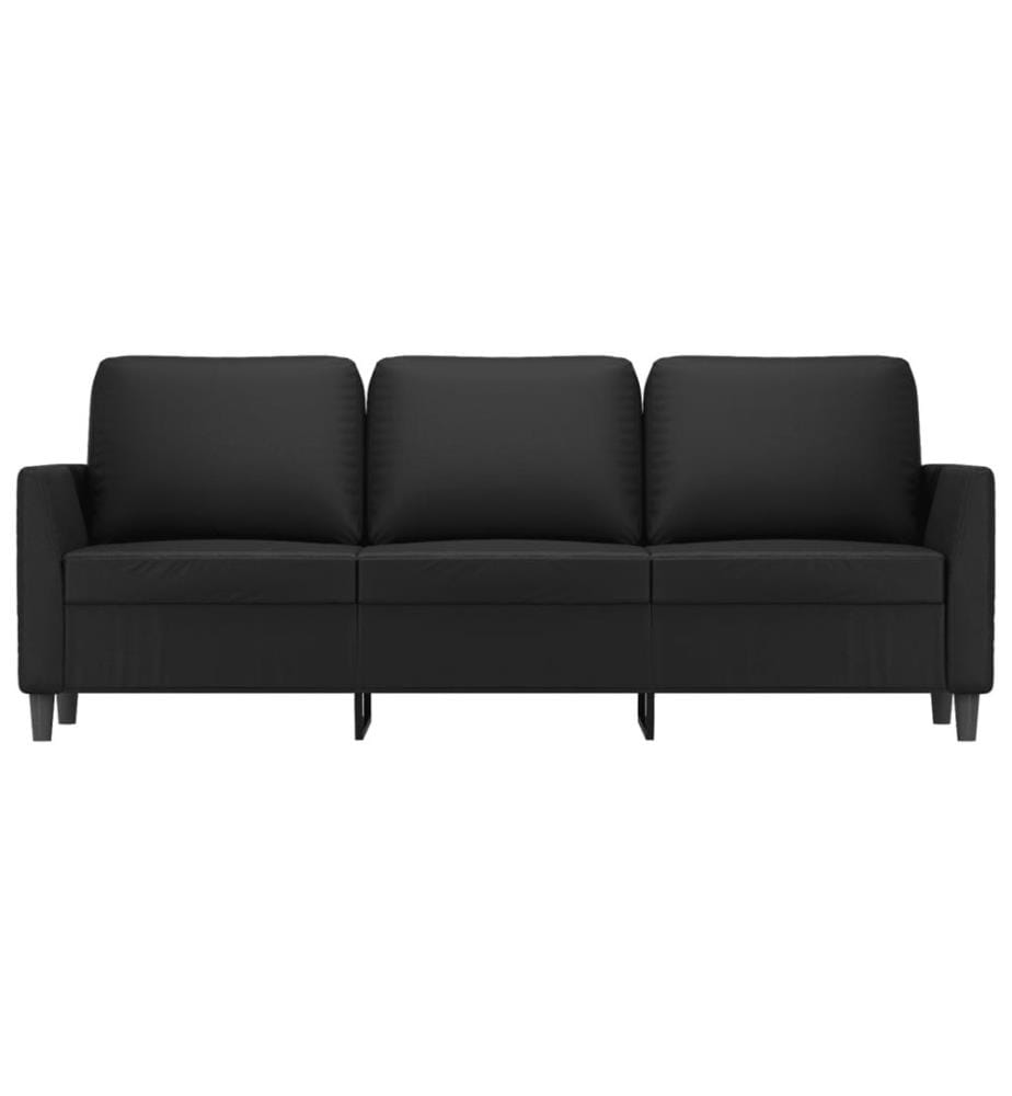 3-Sitzer-Sofa Schwarz 180 cm Kunstleder