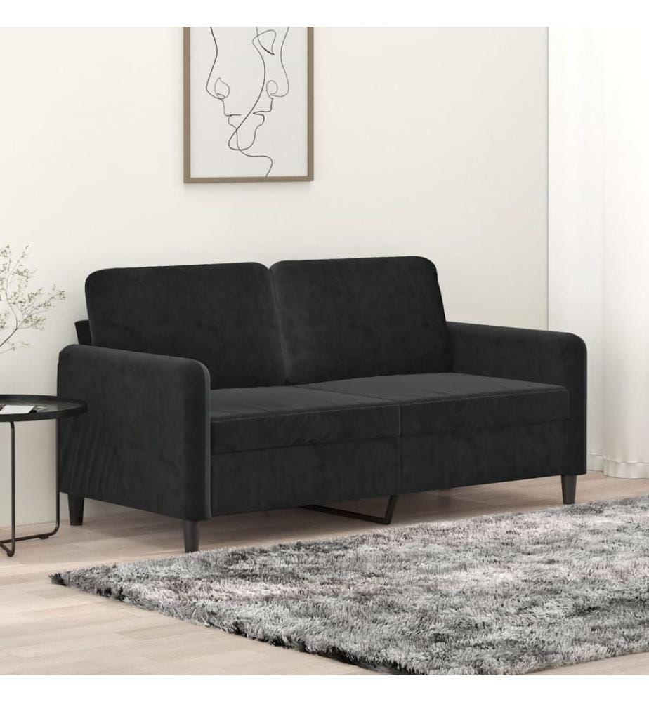 2-Sitzer-Sofa Schwarz 140 cm Samt