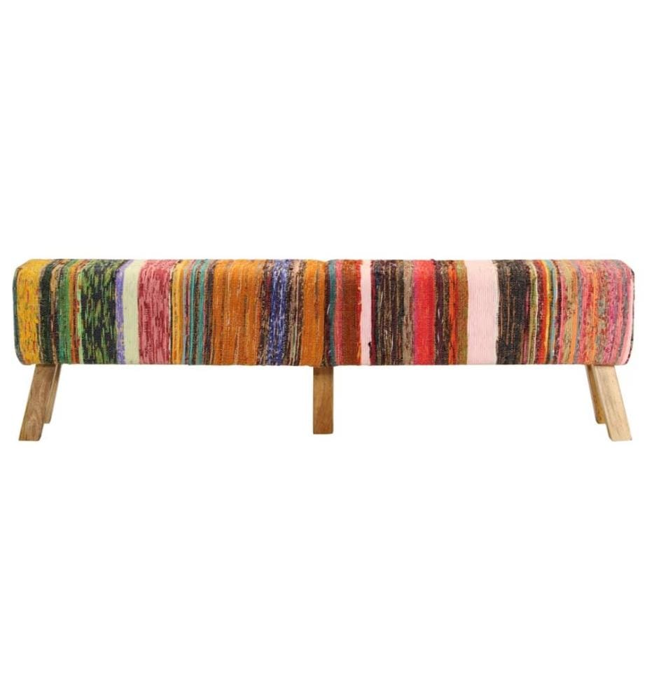 Sitzbank Mehrfarbig 160 cm Chindi-Stoff und Massivholz Mango