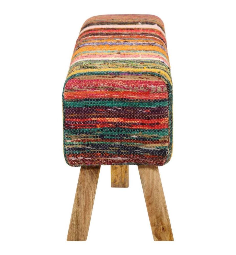 Sitzbank Mehrfarbig 160 cm Chindi-Stoff und Massivholz Mango
