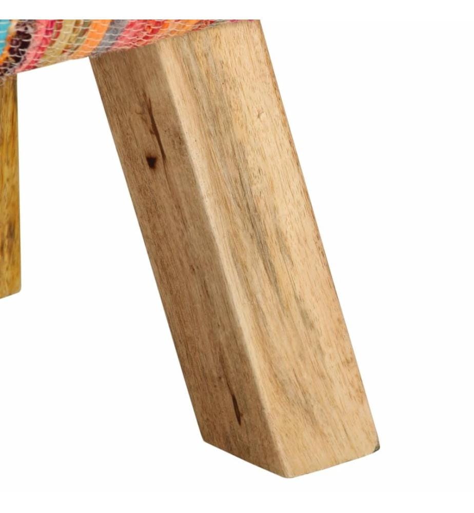 Sitzbank Mehrfarbig 160 cm Chindi-Stoff und Massivholz Mango