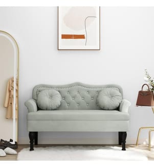 Bank mit Kissen Hellgrau 120,5 x 65 x 75 cm Samt