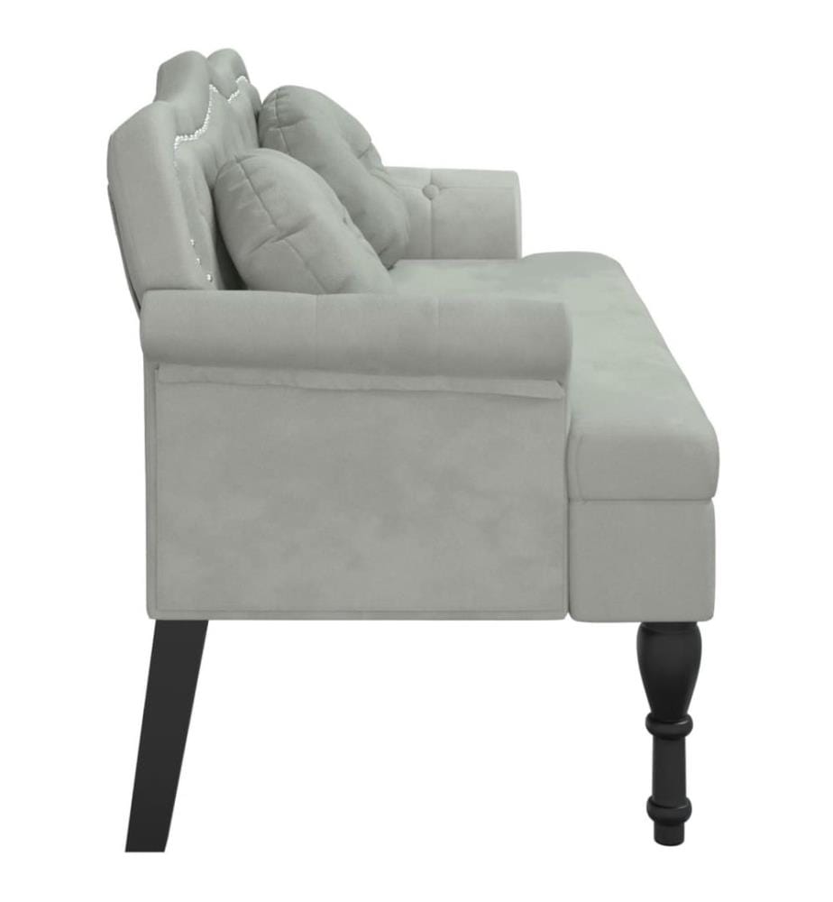 Bank mit Kissen Hellgrau 120,5 x 65 x 75 cm Samt