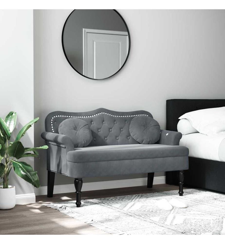 Bank mit Kissen Dunkelgrau 120,5 x 65 x 75 cm Samt