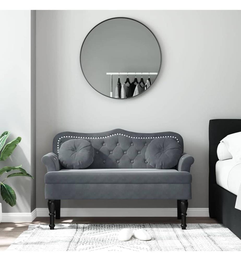 Bank mit Kissen Dunkelgrau 120,5 x 65 x 75 cm Samt