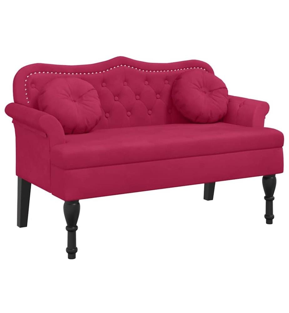 Sitzbank mit Kissen Weinrot 120,5x65x75 cm Samt