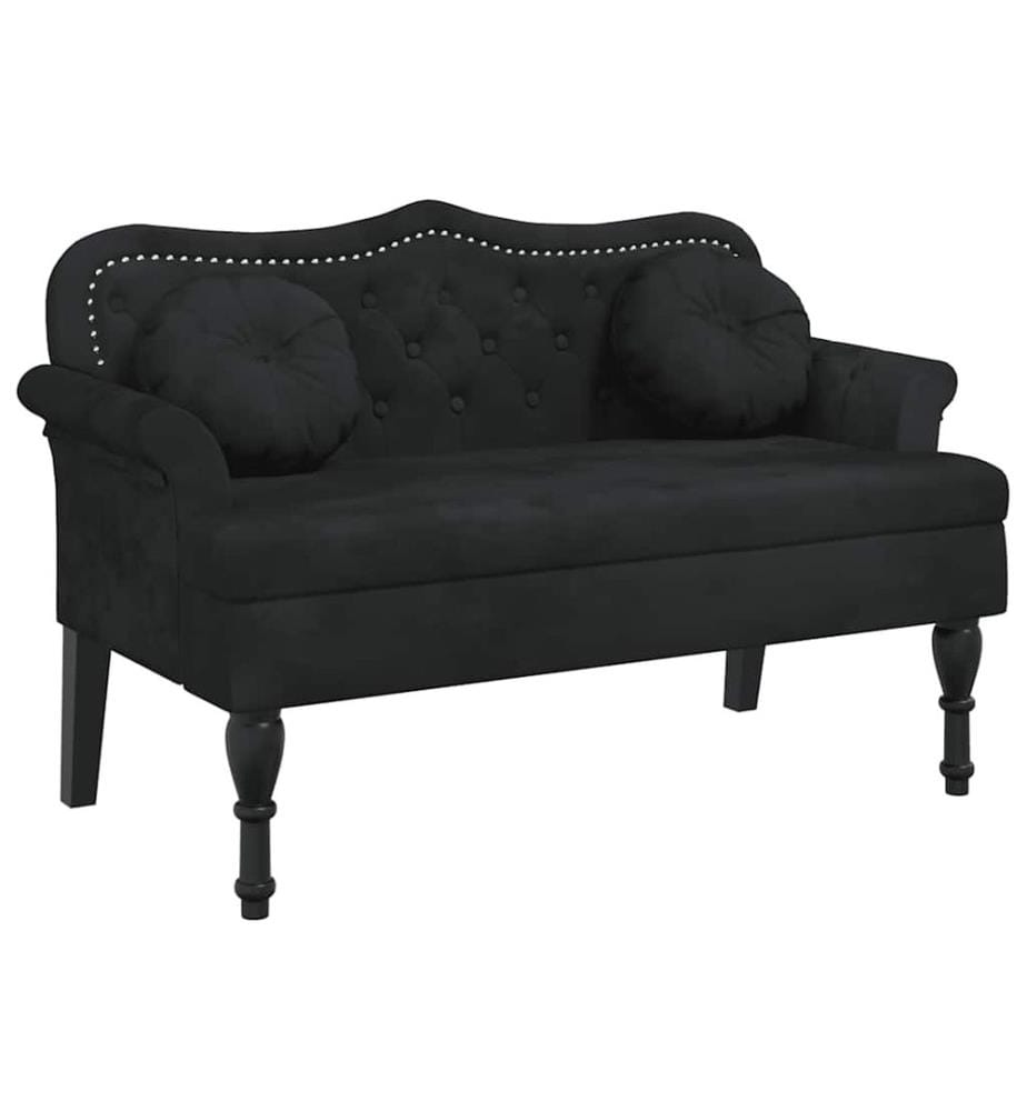 Banc avec coussins Noir 120,5x65x75 cm Velours