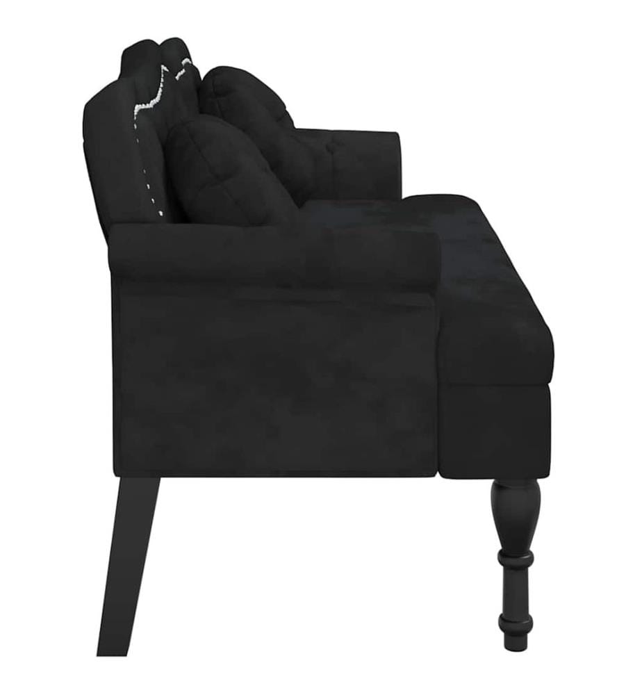 Banc avec coussins Noir 120,5x65x75 cm Velours