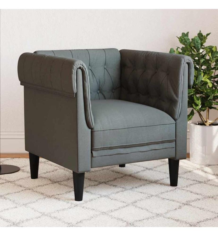 Fauteuil Chesterfield gris foncé tissu