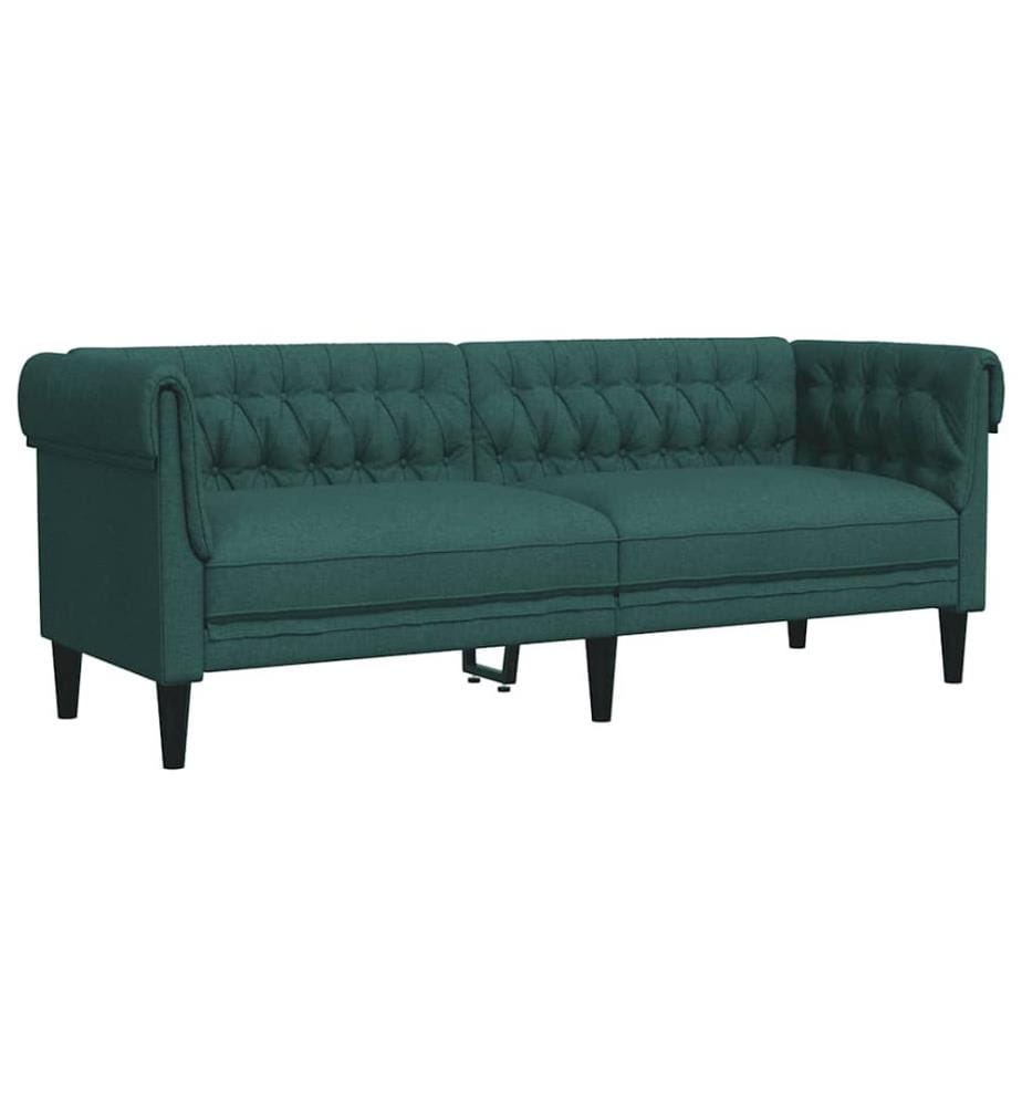 Canapé Chesterfield 3 places vert foncé tissu