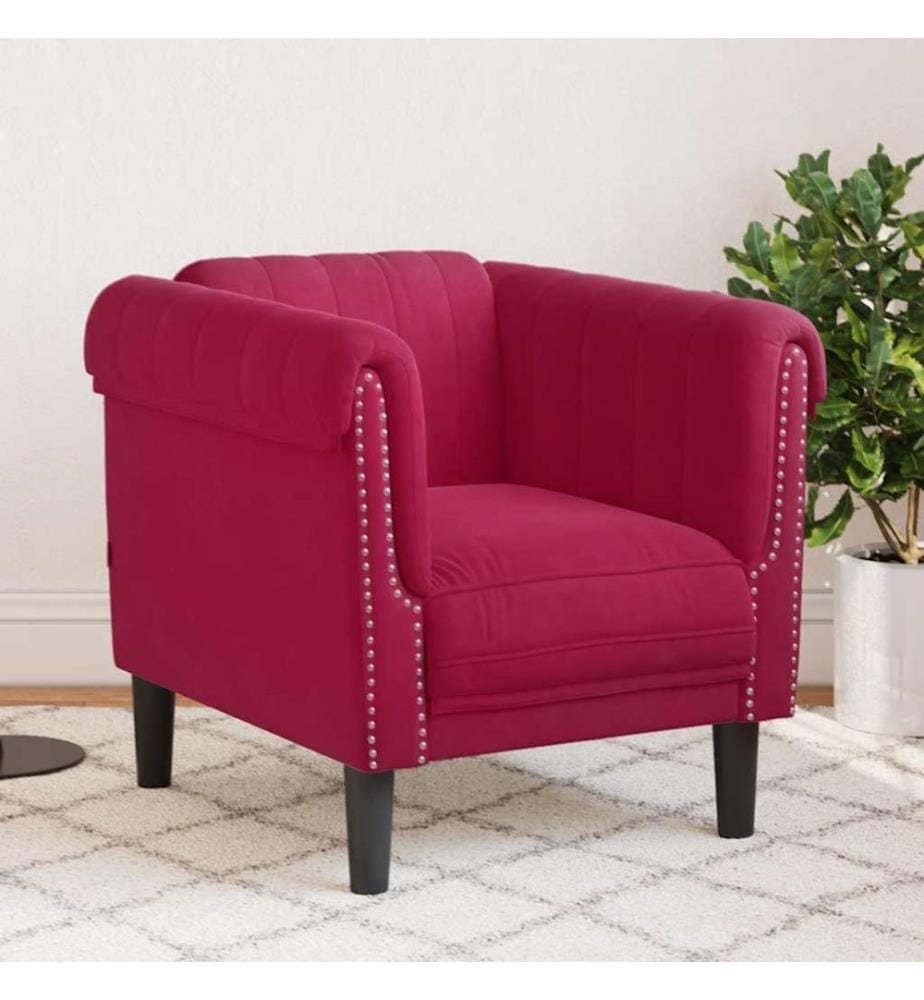 Fauteuil rouge bordeaux velours