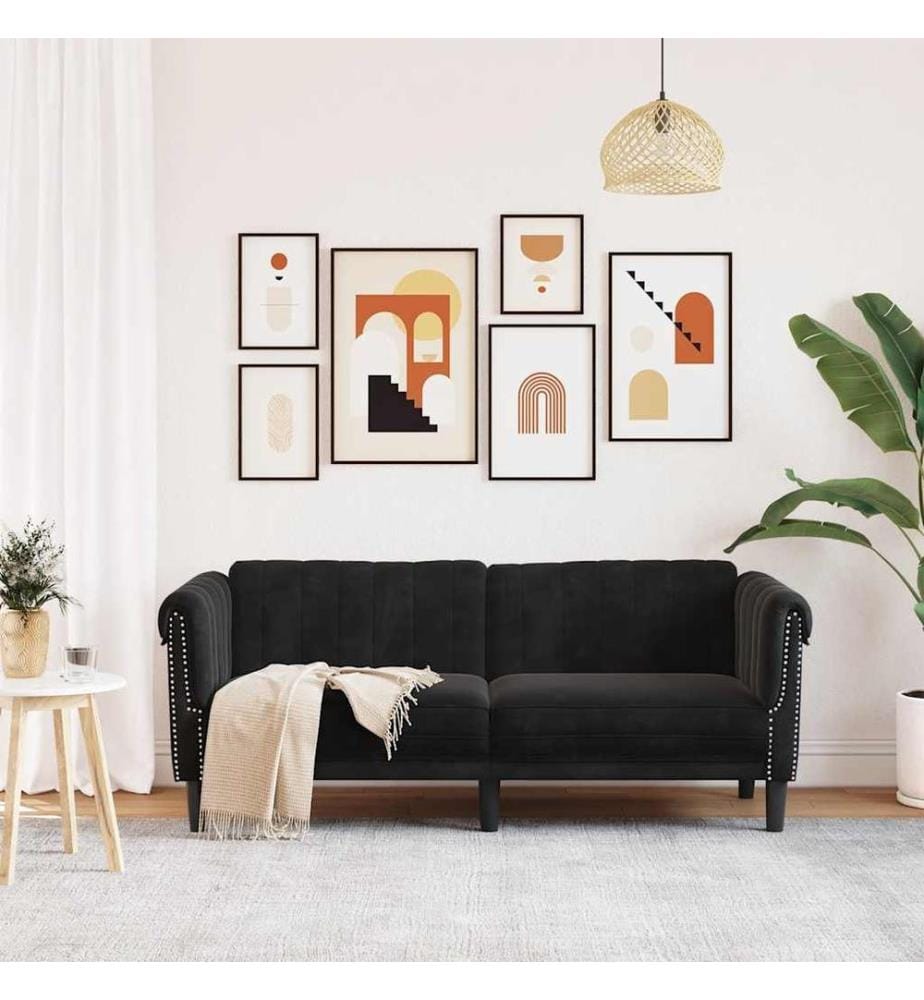 Sofa 2-Sitzer Schwarz Samt