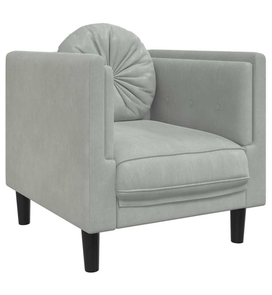 Fauteuil avec coussin gris clair Velours