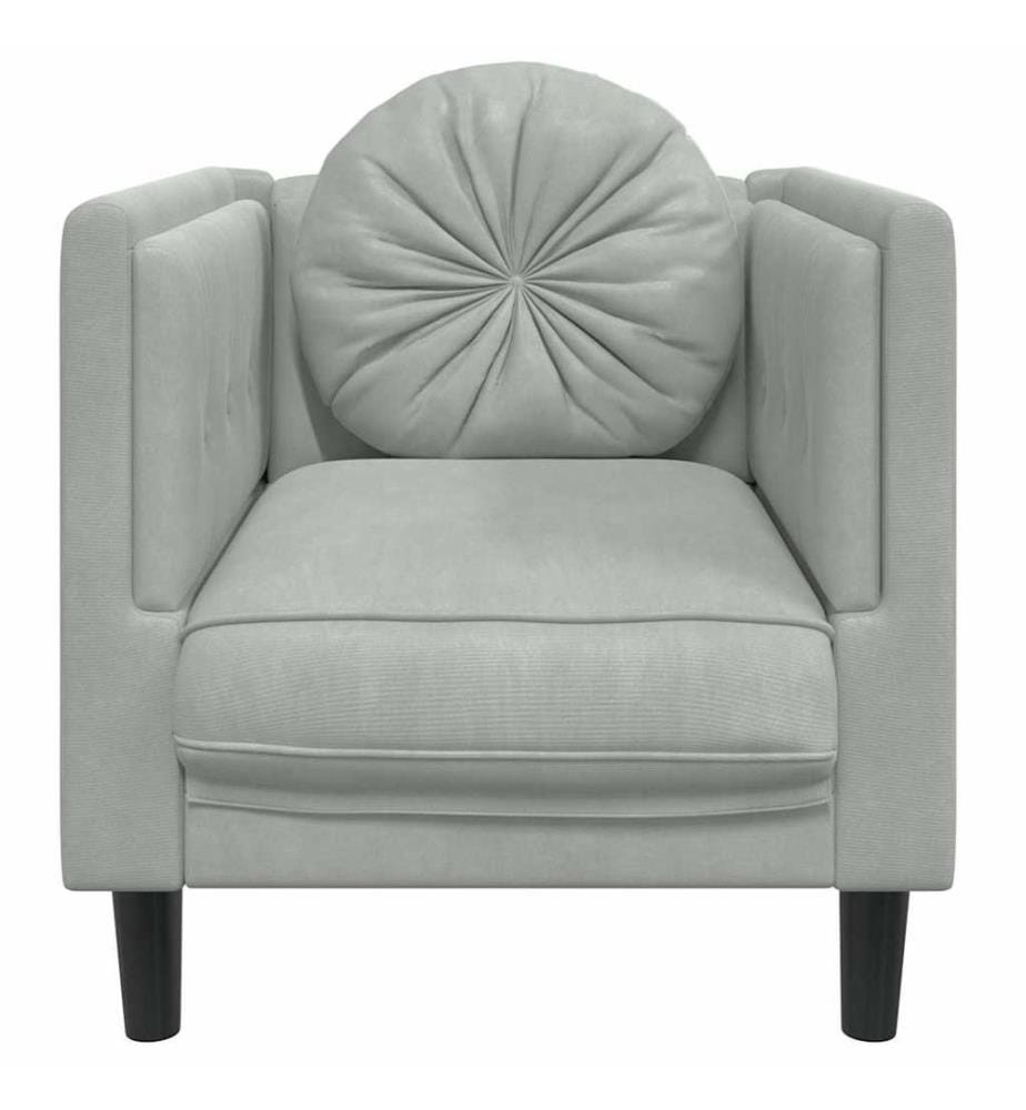 Fauteuil avec coussin gris clair Velours