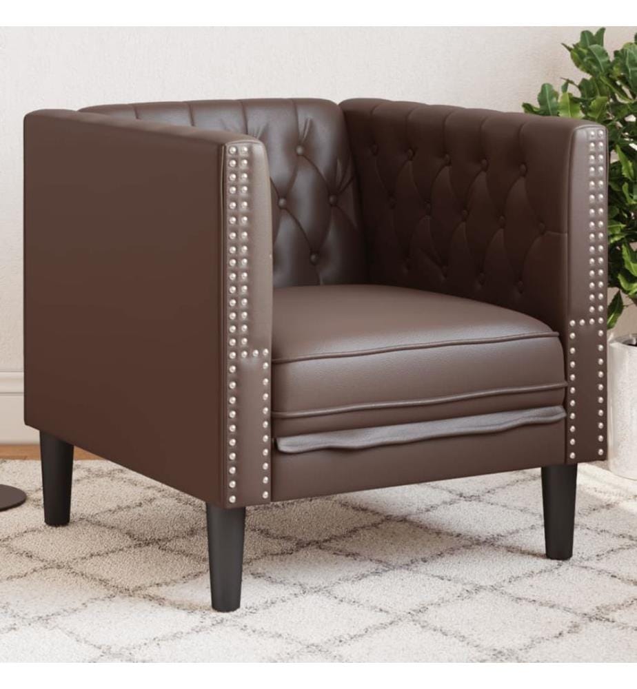 Chesterfield-Sessel Braun Kunstleder