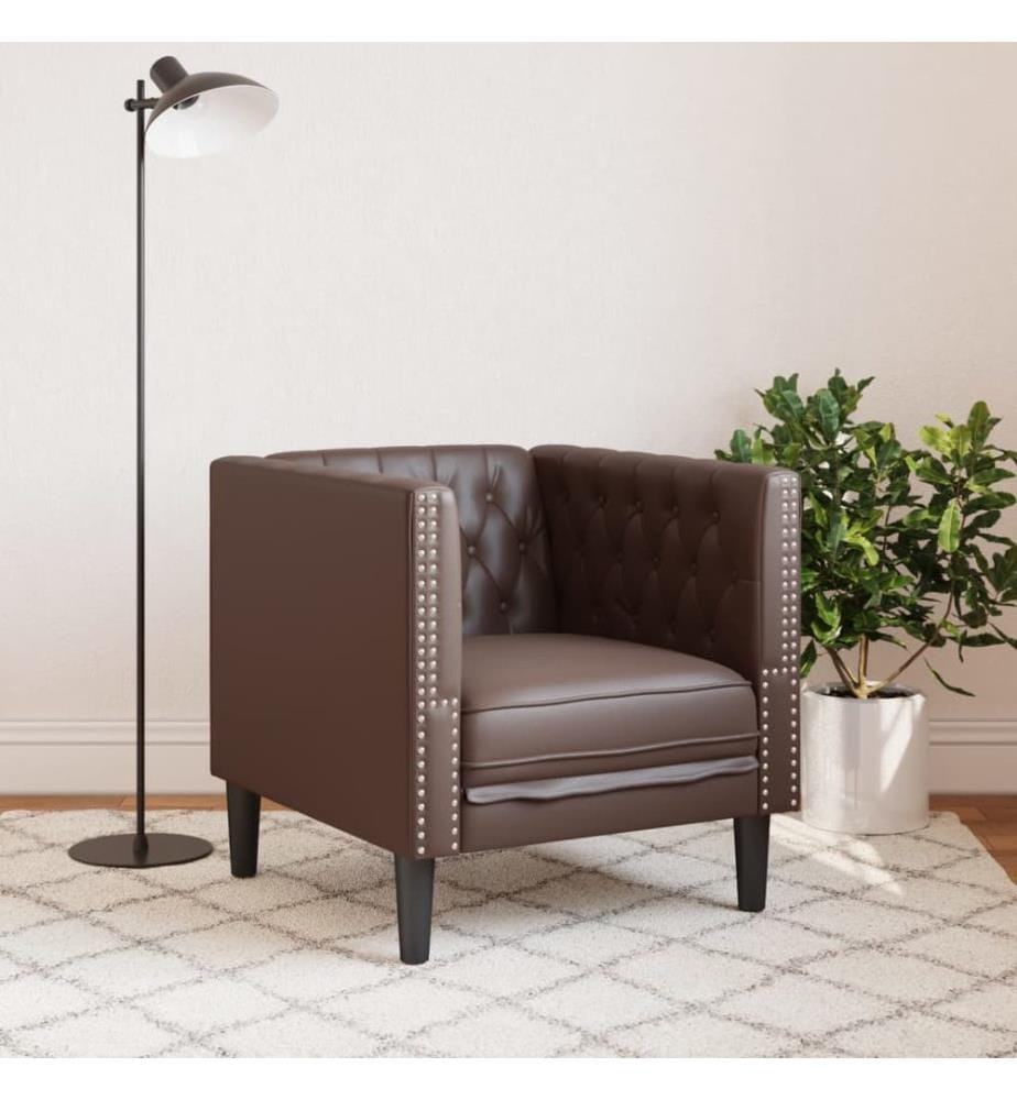 Chesterfield-Sessel Braun Kunstleder