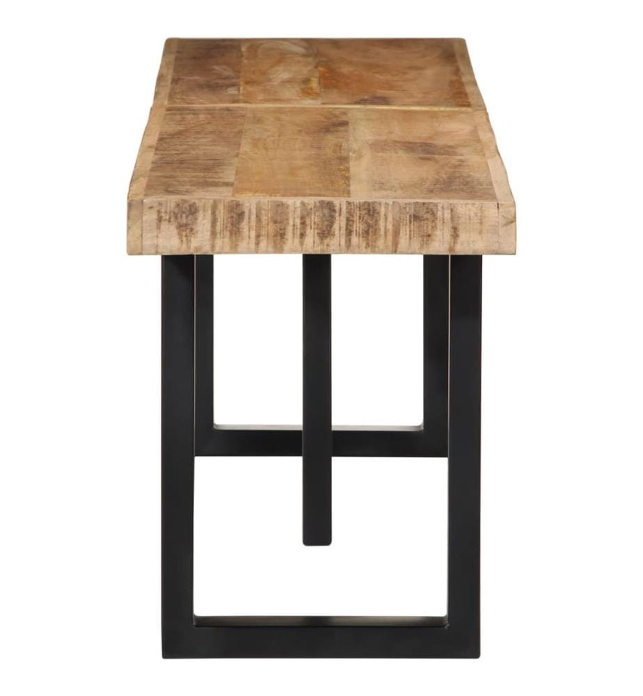 Banc 160 cm bois de manguier brut massif et acier