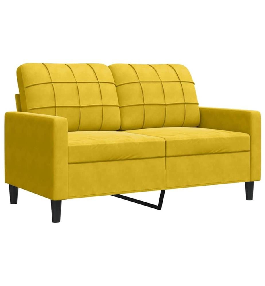 Canapé à 2 places Jaune 120 cm Velours
