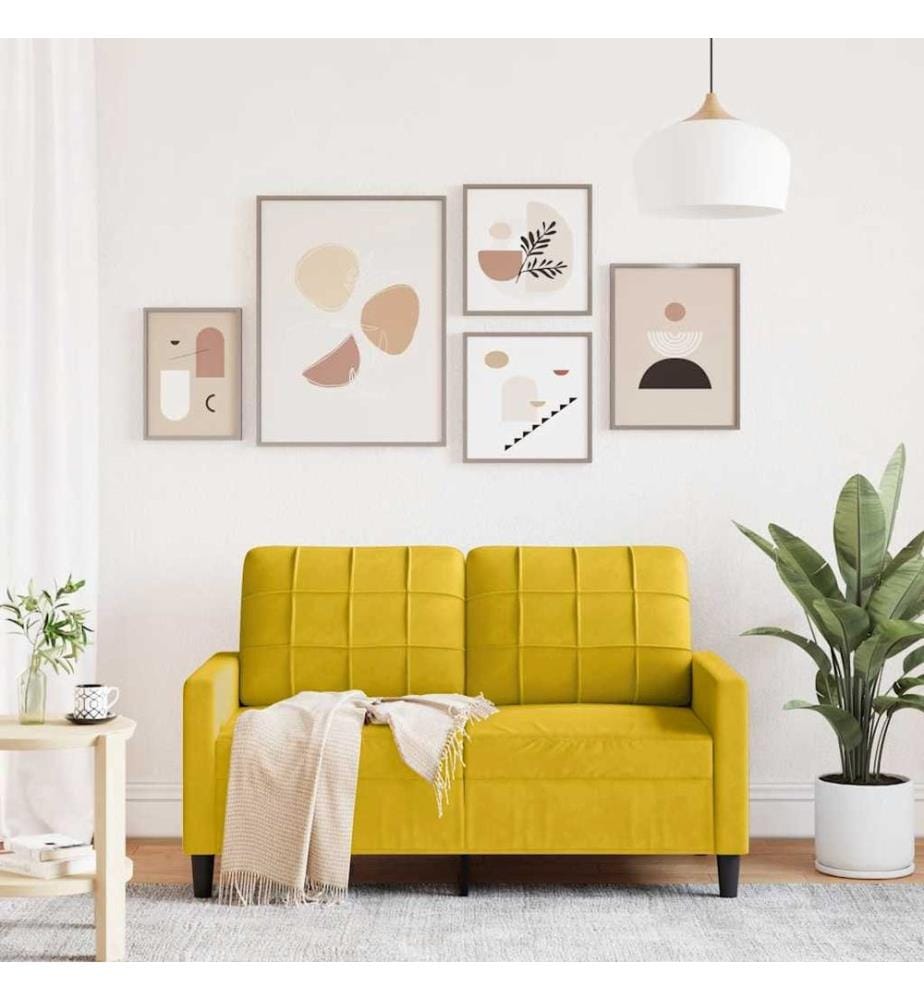 Canapé à 2 places Jaune 120 cm Velours